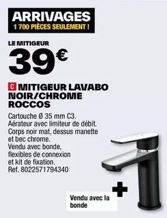 Mitigeur Lavabo Noir/chrome Roccos