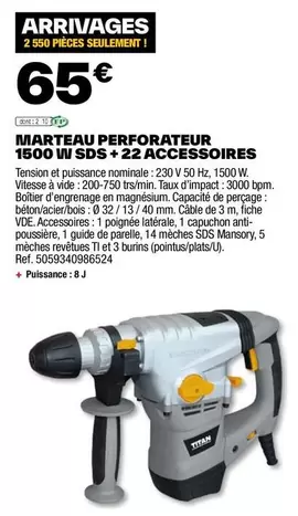 Marteau Perforateur 1500 W Sds + 22 Accessoires