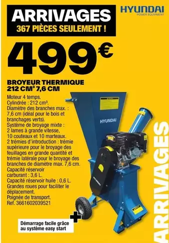 Hyundai - Broyeur Thermique 212 Cm7,6 Cm