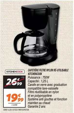 Kitchencook - Cafetiere Filtre Mylon Re-jutiisable