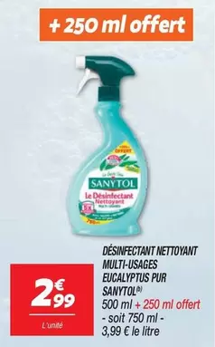 Sanytol - Désinfectant Nettoyant Multi-usages Eucalyptus Pur : efficacité, polyvalence et fraîcheur