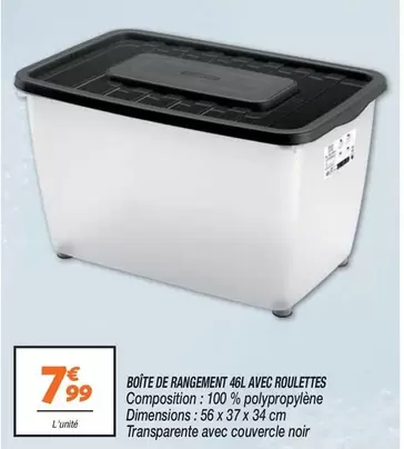 Boîte De Rangement 46l Avec Roulettes