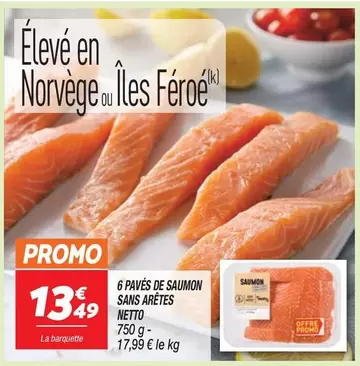 Promo - Netto - 6 Pavés De Saumon Sans Arêtes