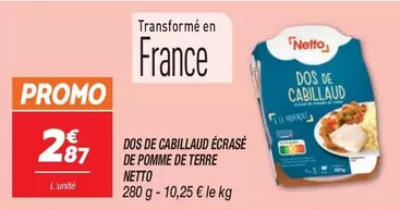 Promo : Dos de Cabillaud avec Écrasé de Pomme de Terre - Délicieux et Savoureux !