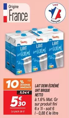 Netto - Lait Demi Ecreme UHT Brique