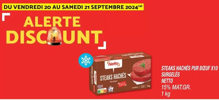 Netto - Steaks Hachés Pur Bœuf X10 Surgelés