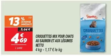 Mix Netto Croquettes pour Chats au Saumon et Légumes - Nourriture Savoureuse et Équilibrée pour votre Félin