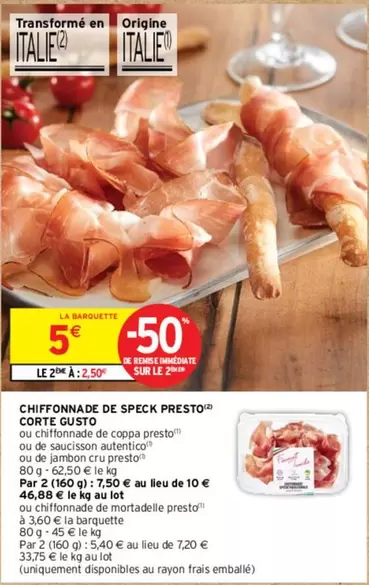 Chiffonnade De Speck Presto Corte Gusto