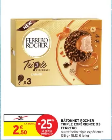 Ferrero Rocher - Bâtonnet Rocher Triple Expérience X3 : Dégustez 3 fois plus de plaisir avec cette promo irrésistible !