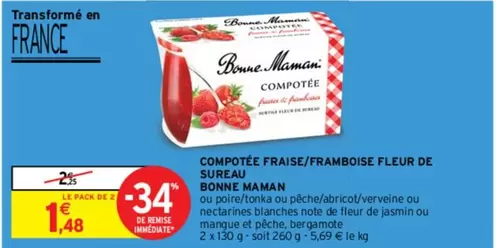 Bonne Maman - Compote Fraise/Framboise Fleur de Sureau : Délicieuse douceur fruitée