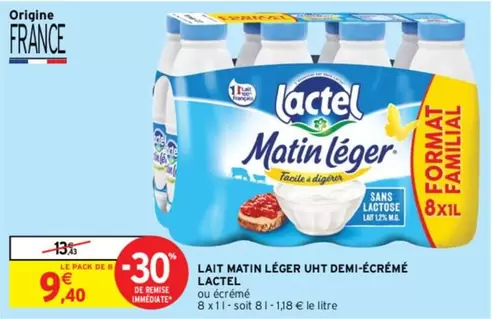 Lactel - Lait Matin Léger Uht Demi-écrémé