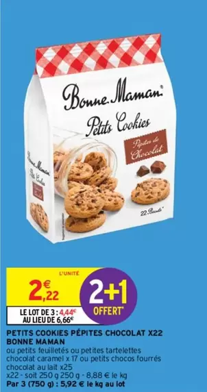 bonne maman - petits cookies pépites chocolat x22