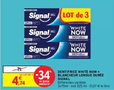 Signal Dentifrice White Now - Promo Blancheur Longue Durée