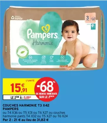 Pampers - Couches Harmonie T3 X42