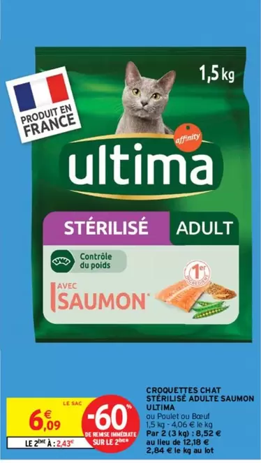 Ultima Affinity - Croquettes Saumon pour Chat Stérilisé Adulte