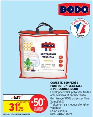 Couette Tempérée Dim - Dodo 2 Personnes avec Protection Végétale - Confort et Écologie