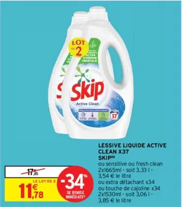 Cajoline - Skip - Lessive Liquide Active Clean X37