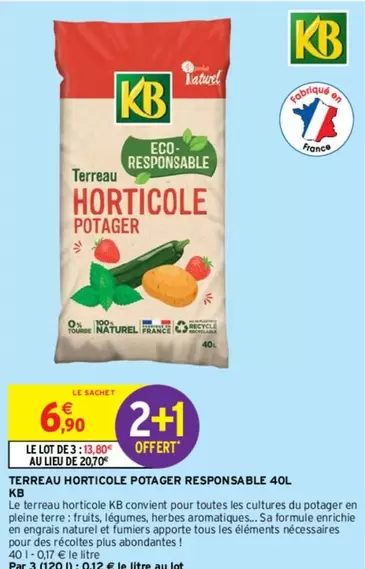 Terreau Horticole Potager Responsable 40L - Produit écologique pour un jardin sain