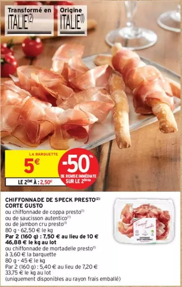 Corte Gusto - Chiffonnade De Speck Presto