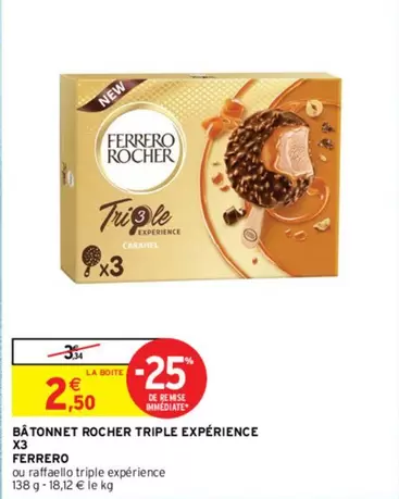 Ferrero Rocher - Bâtonnet Rocher Triple Experience : Découvrez la nouvelle promo et ses caractéristiques irrésistibles !