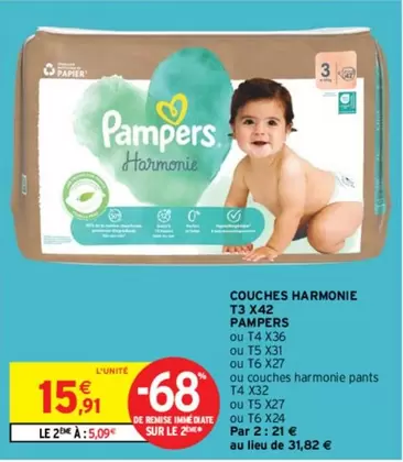 Pampers - Couches Harmonie T3 X42