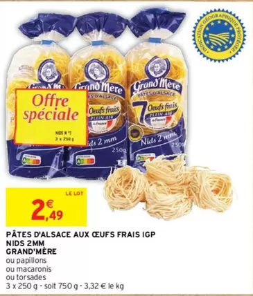 Grand'Mère - Pâtes d'Alsace aux Oeufs Frais IGP Nidos 2mm