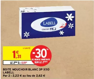 labell - boite mouchoir blanc 3p x110