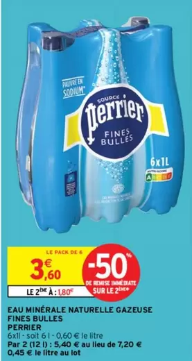 Perrier : Eau Minérale Naturelle Gazeuse aux Fines Bulles