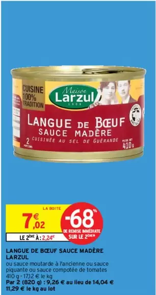 Maison Larzul - Langue De Bœuf Sauce Madère : Une spécialité savoureuse à découvrir !