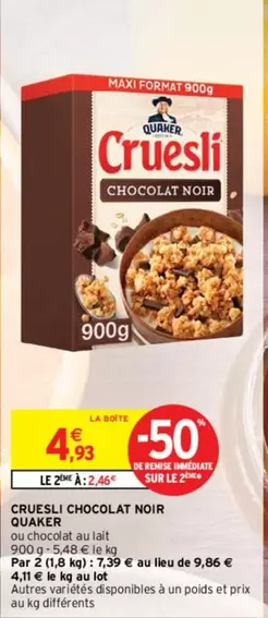 quaker - cruesli chocolat noir