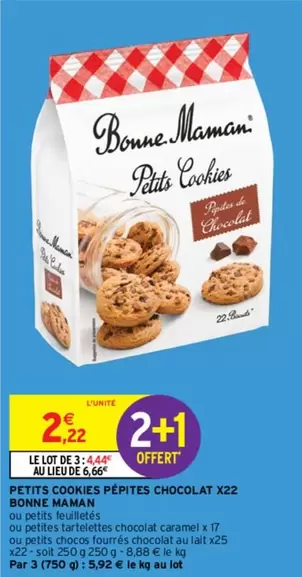 Bonne maman - Petits Cookies Pepites Chocolat X22