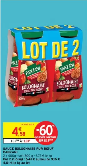 panzani - sauce bolognaise pur bœuf