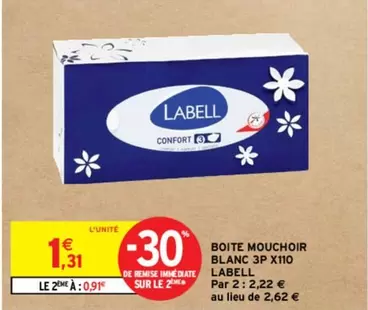 Labell - Boite Mouchoir Blanc 3p X110