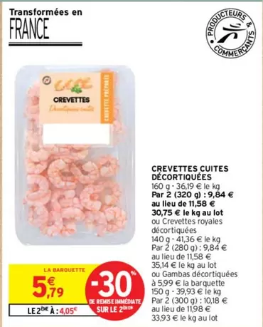 Crevettes Cuites Décortiquées