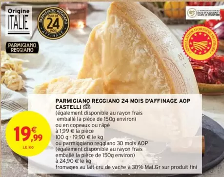 Castelli Parmigiano Reggiano AOP 24 Mois d'Affinage - Fromage Italien de Qualité Supérieure