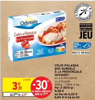 Odyssée : Colin d'Alaska MSC surgelé à la Provençale, savoureux et pratique