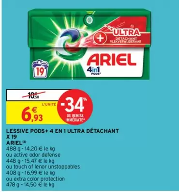 Lenor Ariel Lessive Pods+ 4 En 1 Ultra Détachant - Efficacité et promotion exceptionnelles