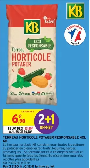 Terreau Horticole Potager Responsable 40L - Produit Écologique pour Jardinage Durable