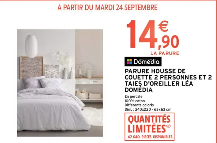 Dim - Domédia Parure Housse De Couette 2 Personnes et 2 Taies D'oreiller Lea - Confort et Élégance