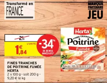 herta - fines tranches de poitrine fumée