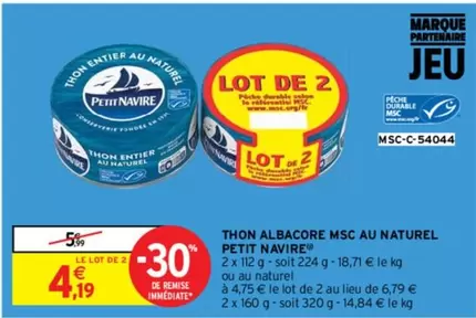 Petit navire - Thon Albacore Msc Au Naturel