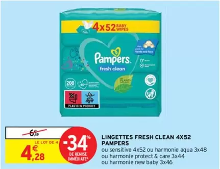 pampers - lingettes fresh clean 4x52