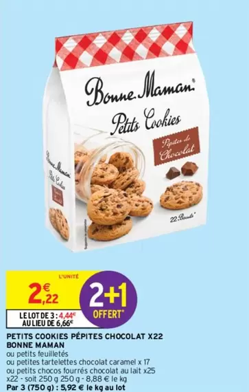 Bonne maman - Petits Cookies Pépites Chocolat X22