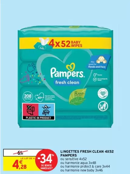 Pampers - Lingettes Fresh Clean 4x52