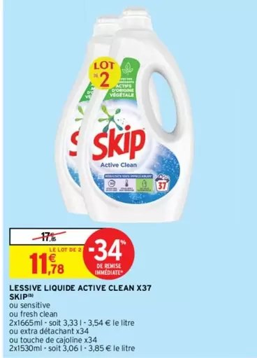 Cajoline - Skip - Lessive Liquide Active Clean X37