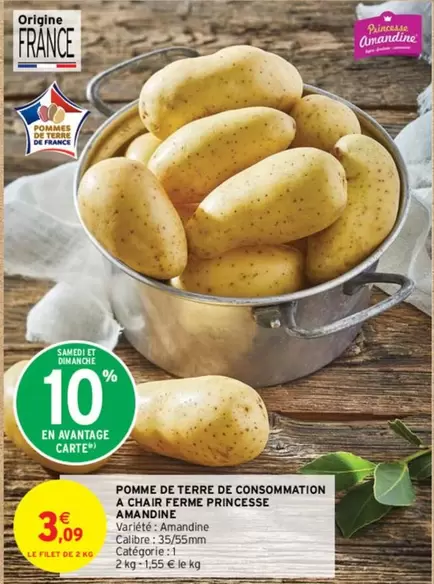 Pomme de Terre Princesse Amandine - Promotion : Chair Ferme, Idéale pour toutes vos recettes !