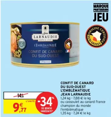 Confit de Canard du Sud-Ouest - Jean Larnaudie, L'Emblématique : un délice gourmand du terroir