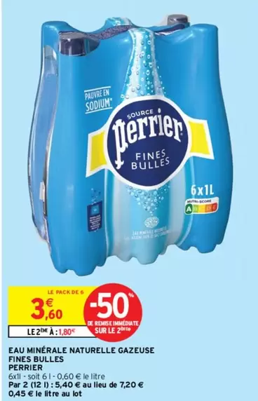 Perrier : Eau Minérale Naturelle Gazeuse aux Fines Bulles