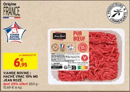 Jean Rozé - Viande Bovine: Haché Vrac 15% MG