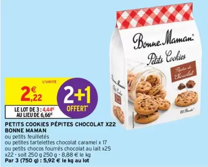 Bonne maman - Petits Cookies Pépites Chocolat X22